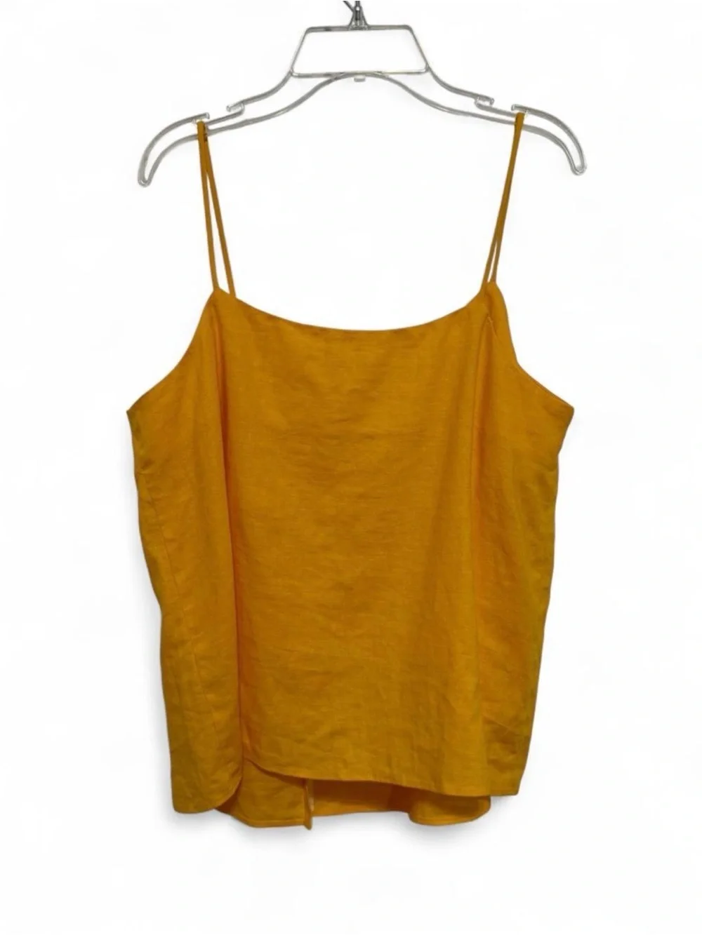 Topshop Mustard Yellow Linen Blend Button Detail Cami Tank